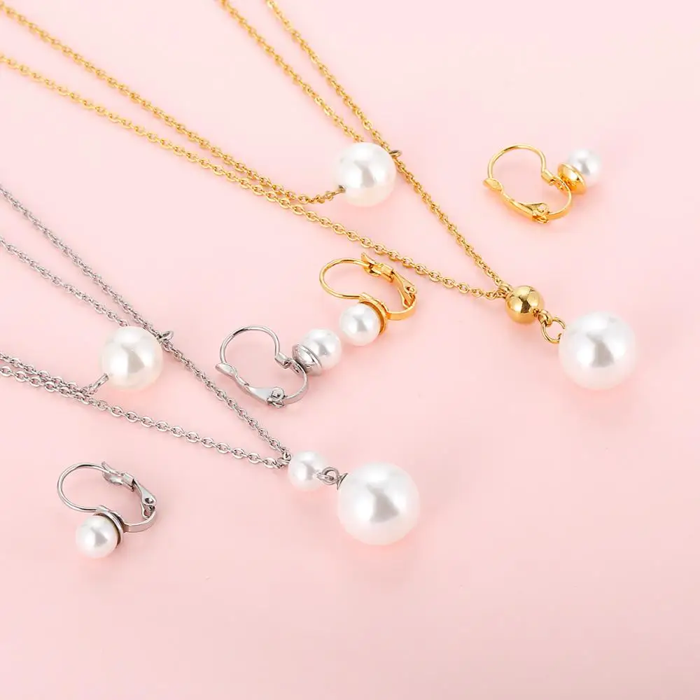 KALEN اللؤلؤ الذهبي الصلب اللون سلسلة قلادة القرط مجموعات مجوهرات بسيطة التقوقع قلادة قلادة المرأة 2020 مجوهرات جديدة #3