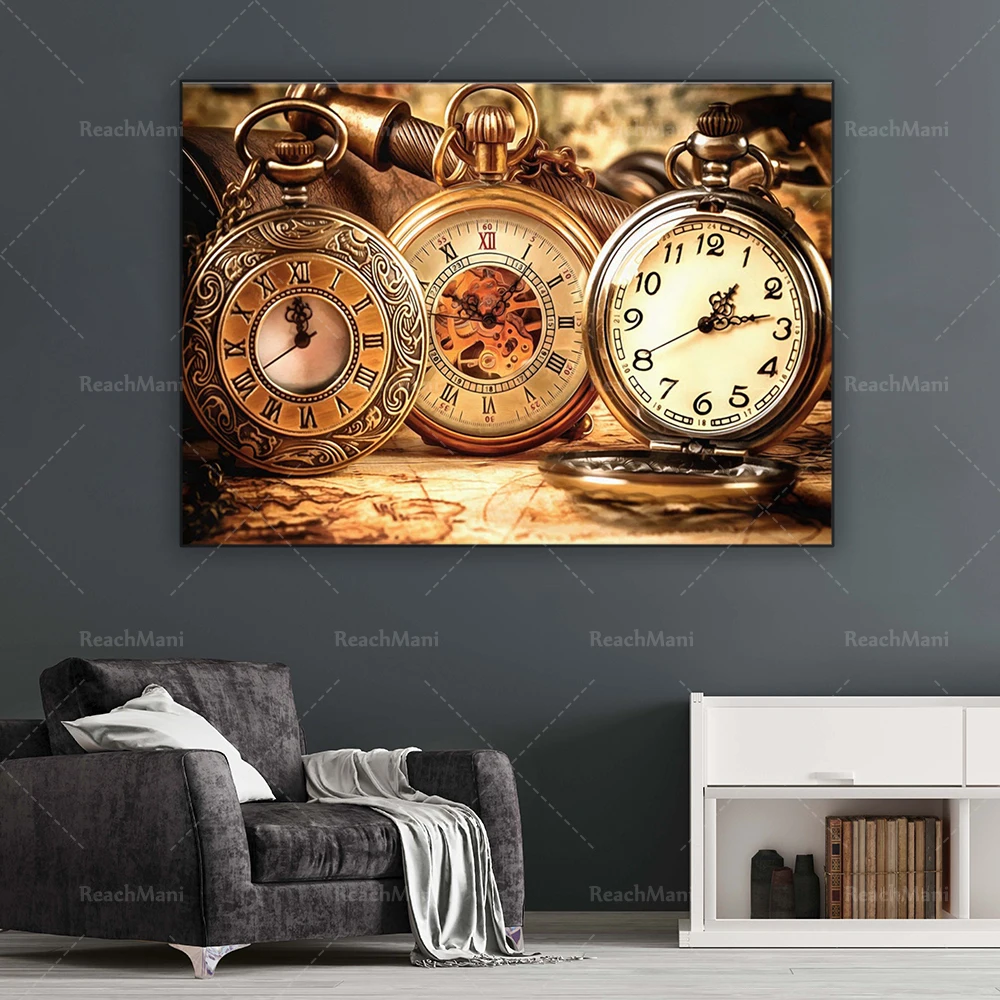 Antique Pocket Watch Wall Art Canvas Old Admiralty Print Time Pocket Watch Modular Poster Canvas Art Deco Wall Home Unique Gift