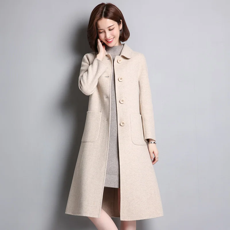 

Long Wool Coat Women 2020 Spring Autumn Double-faced Wool Jacket Long Korean Fashion Coats and Jackets Women Qbl-18005 KJ6162