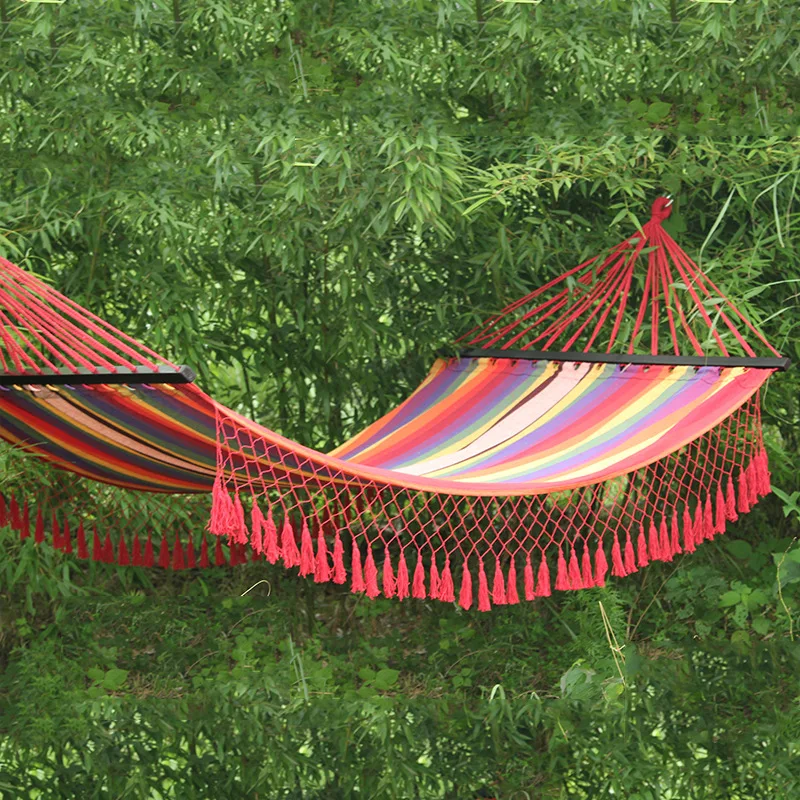 Outdoor Hammock Camping Leisure Swing Indoor Tassel Cotton Belt Lace Canvas Hammock Chair Swing