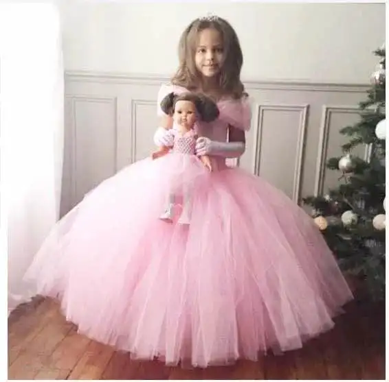 Pink Princess Kids Girls Tutu Dresses Tulle Straps Butterfly Flower Children  Children Dresses Kids Clothes