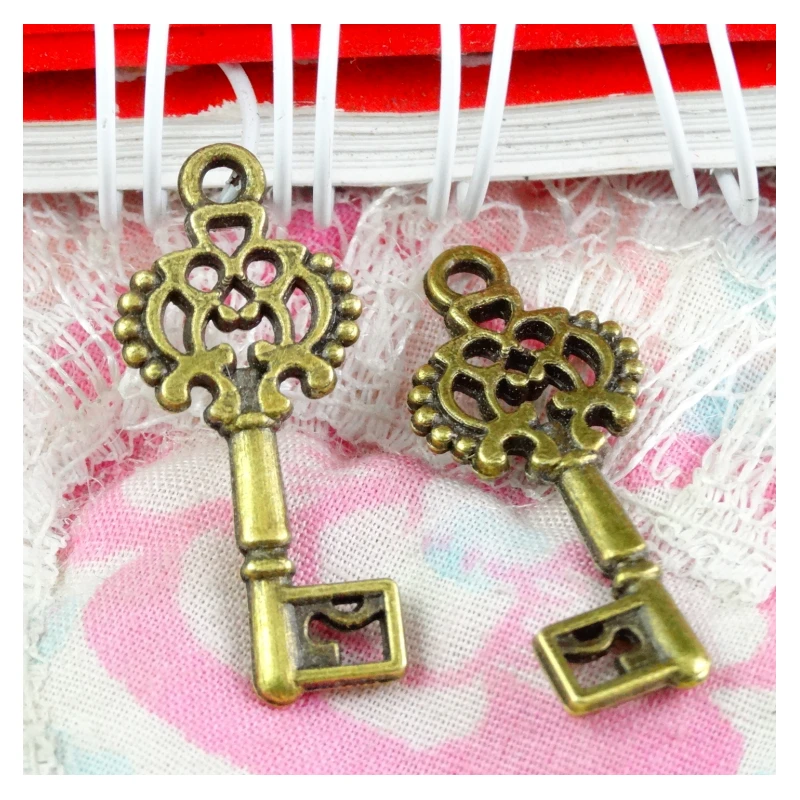 80pcs 28*12MM Antique Bronze Plated Key Charms Pendant DIY Jewelry Making Findings