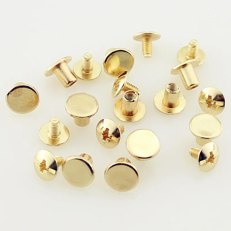 50 Sets 8x6mm(5/16 inch) Round Flat Head Chicago Screw Button Metal Rivets For Leather Craft Spikes And Studs For Clothing