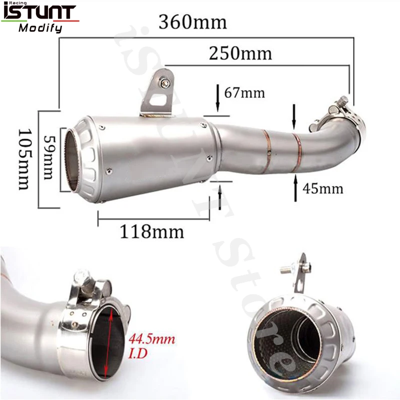 Motorcycle Full Exhaust Escape Modified Muffler Connection Middle Link Pipe Slip On For Yamaha R25 R3 YZF-R3 R25 MT-03 MT-25