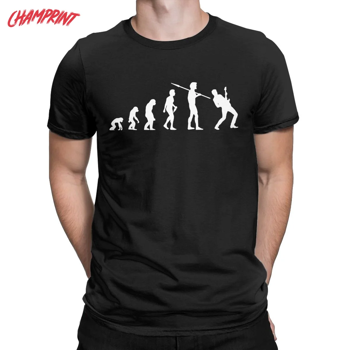 T-shirt à manches courtes pour hommes, col rond, musique amusante, en coton pur, grande taille