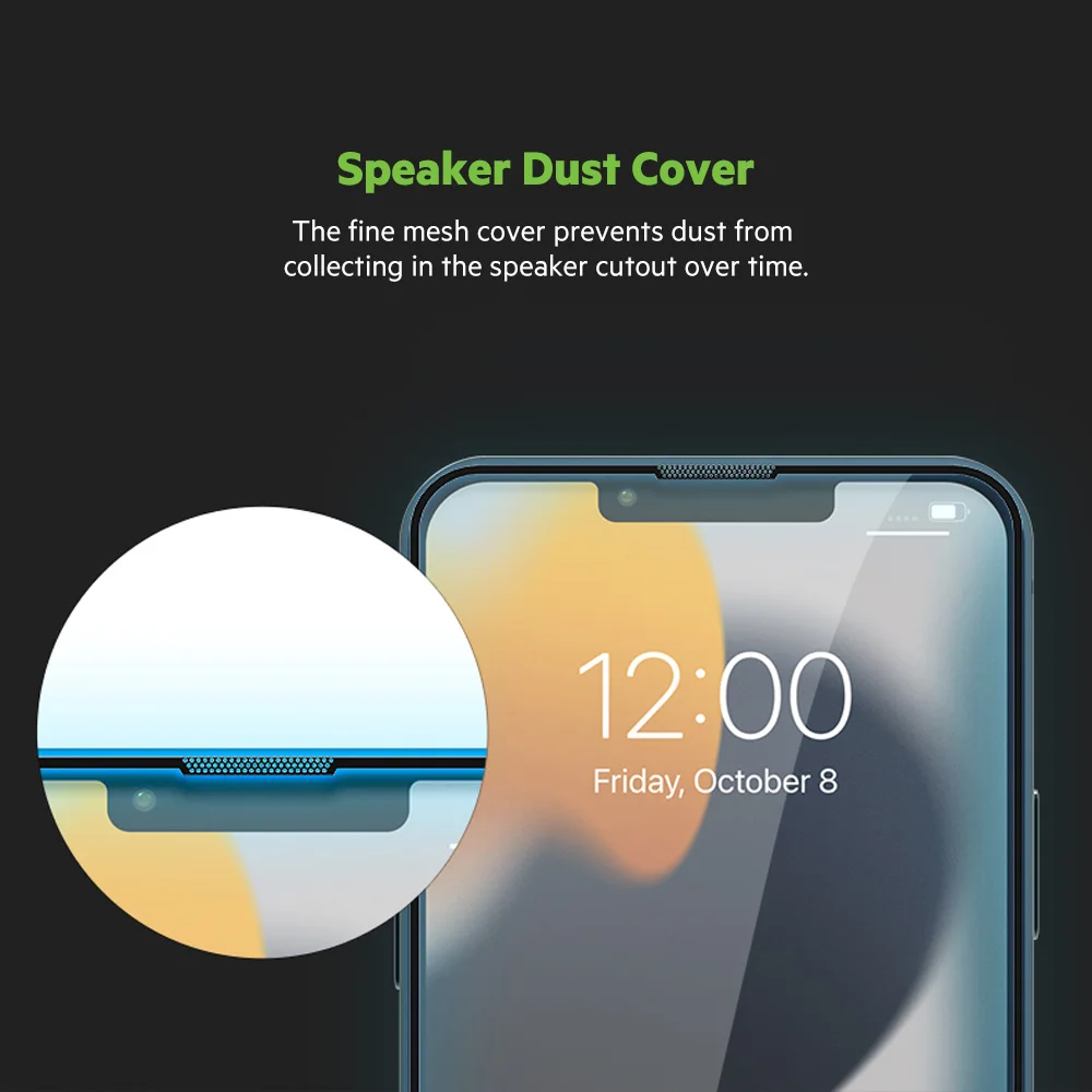 New JCPAL Speaker Dust Cover Tempered Glass Ultra Clear Screen Protector Anti-Glare Full Cover Edge for iPhone 13 Pro Max mini