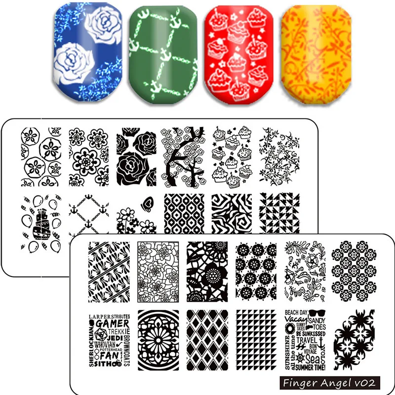 1Pc girasole Nail Stamping Plates Geometric Nail Template Plate rettangolo Stencil Stamp per Nail Art Decoration Manicure Finga1