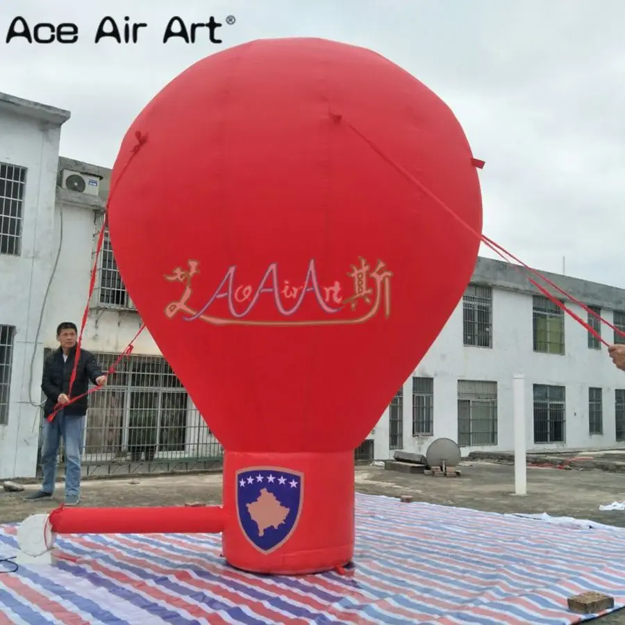 

Door to Door 3m H Custom Red Giant Inflatable Hot Air Balloon Model with Air Blower For Opening Advertising or Event Decoration