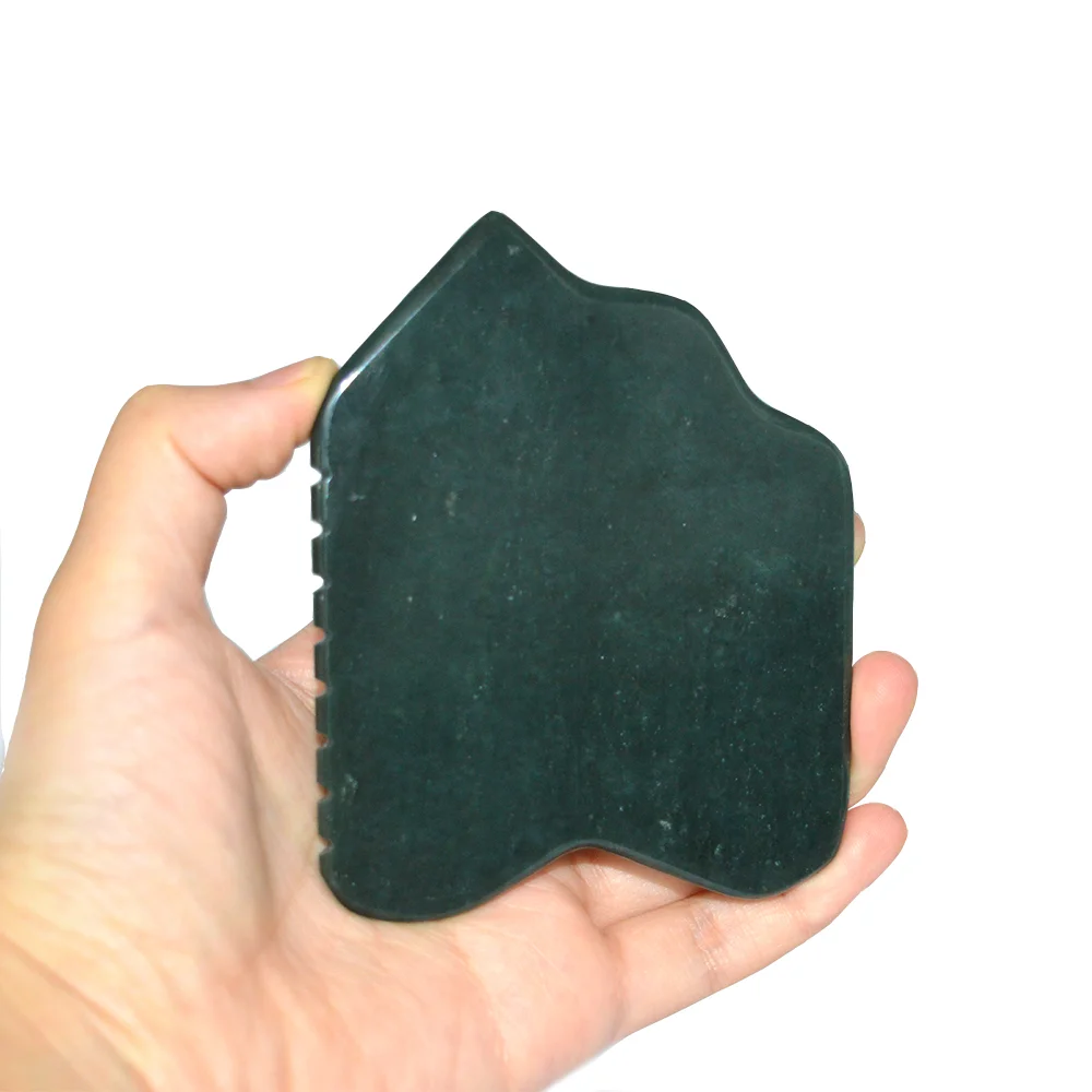 

Big Size Nephrite Jade PolygonGuasha Massager, Back Gua Sha Tools with Comb for Body Care