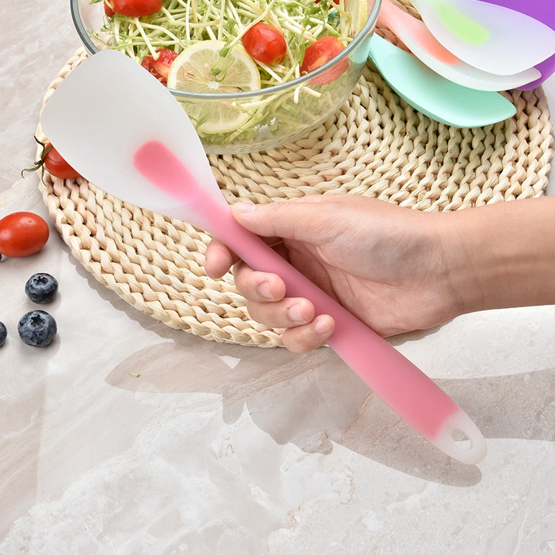 Food Grade Silicone Spoon Spatula Heat Resistant Cooking Spoon Flexible Nonstick Baking Scraper Stirring Scooping Salad Mixing