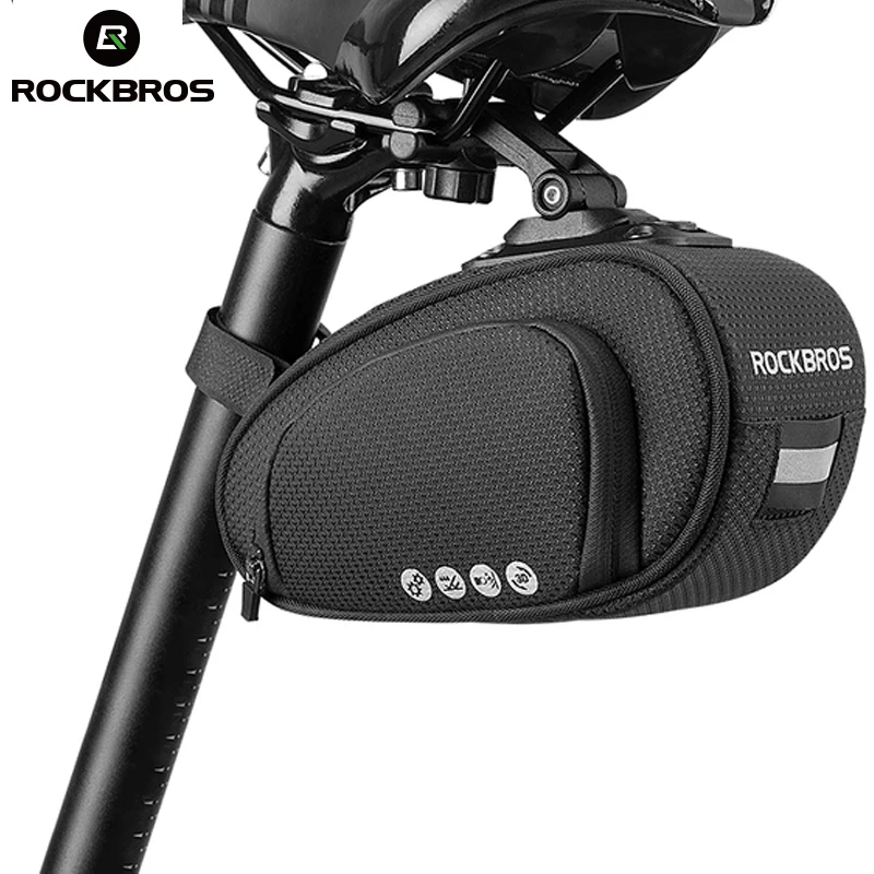 ROCKBROS Bicycle Bag Rainproof MTB Road Bike Saddle Bag Feflective Large Capatity Cycling Seatpost Rear Bag Bicycle Accessories