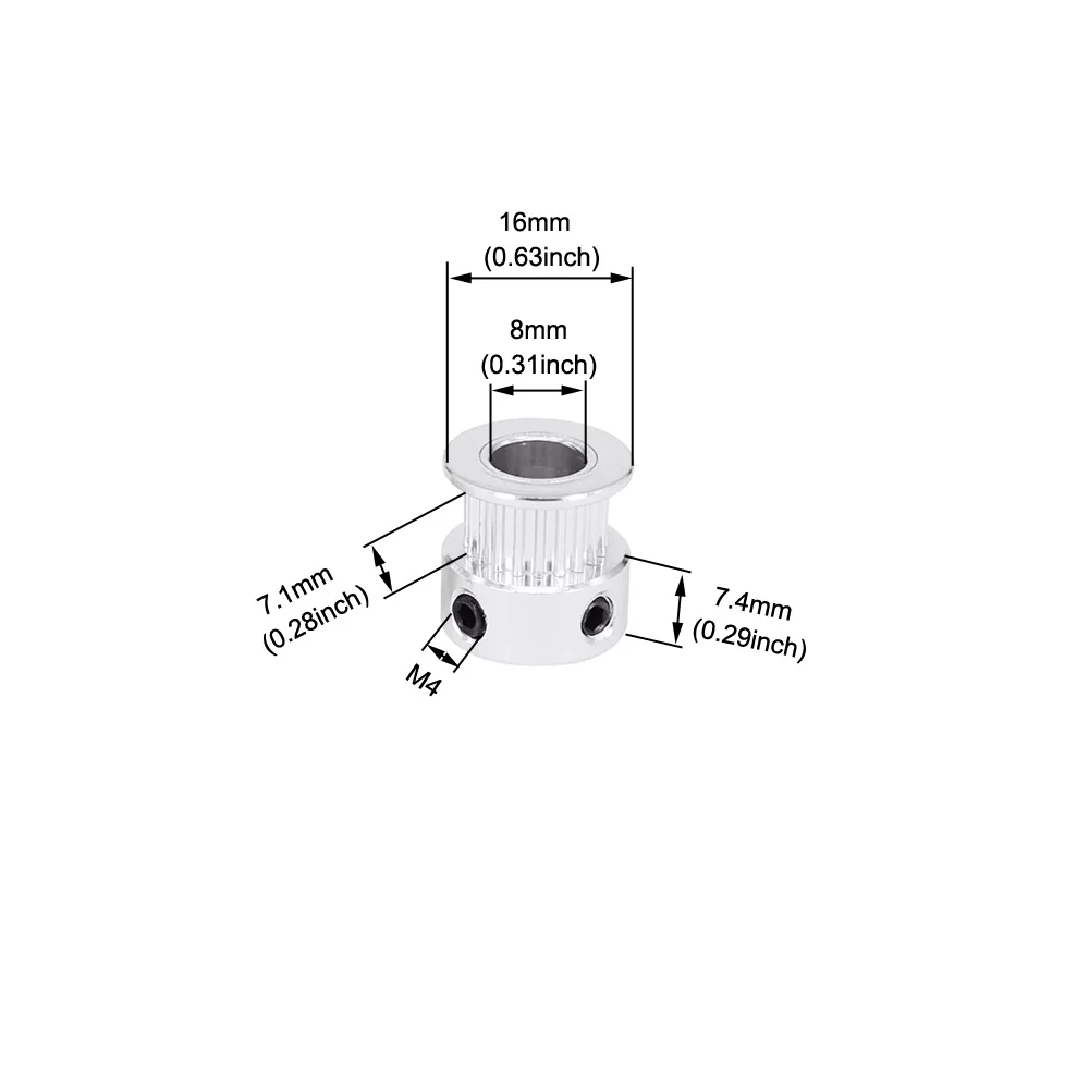 10 buah roda sinkron GT2 16 gigi 2GT 20 gigi 5mm 8mm lebar lubang 6mm sabuk aluminium Timing Pulley untuk RepRap 3D Printer Prusai3