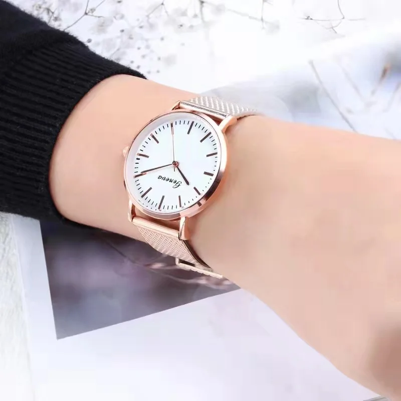 Reloj informal de cuarzo para mujer, pulsera de alta calidad con diseño ambiental, ultradelgado, sencillo, estilo retro