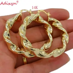 Adixyn four color desigh Ethiopian Gold Hoop Earrings for Women Gold Color Drop Style Earring Fashion Jewelry 07107