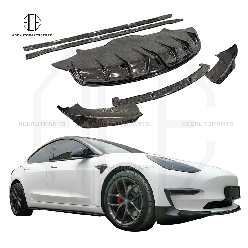 

Carbon Fiber Body Kits For Tesla Model 3 Front Bumper Lip Rear Diffuser Spoiler Splitters Side Skirts Body Kit