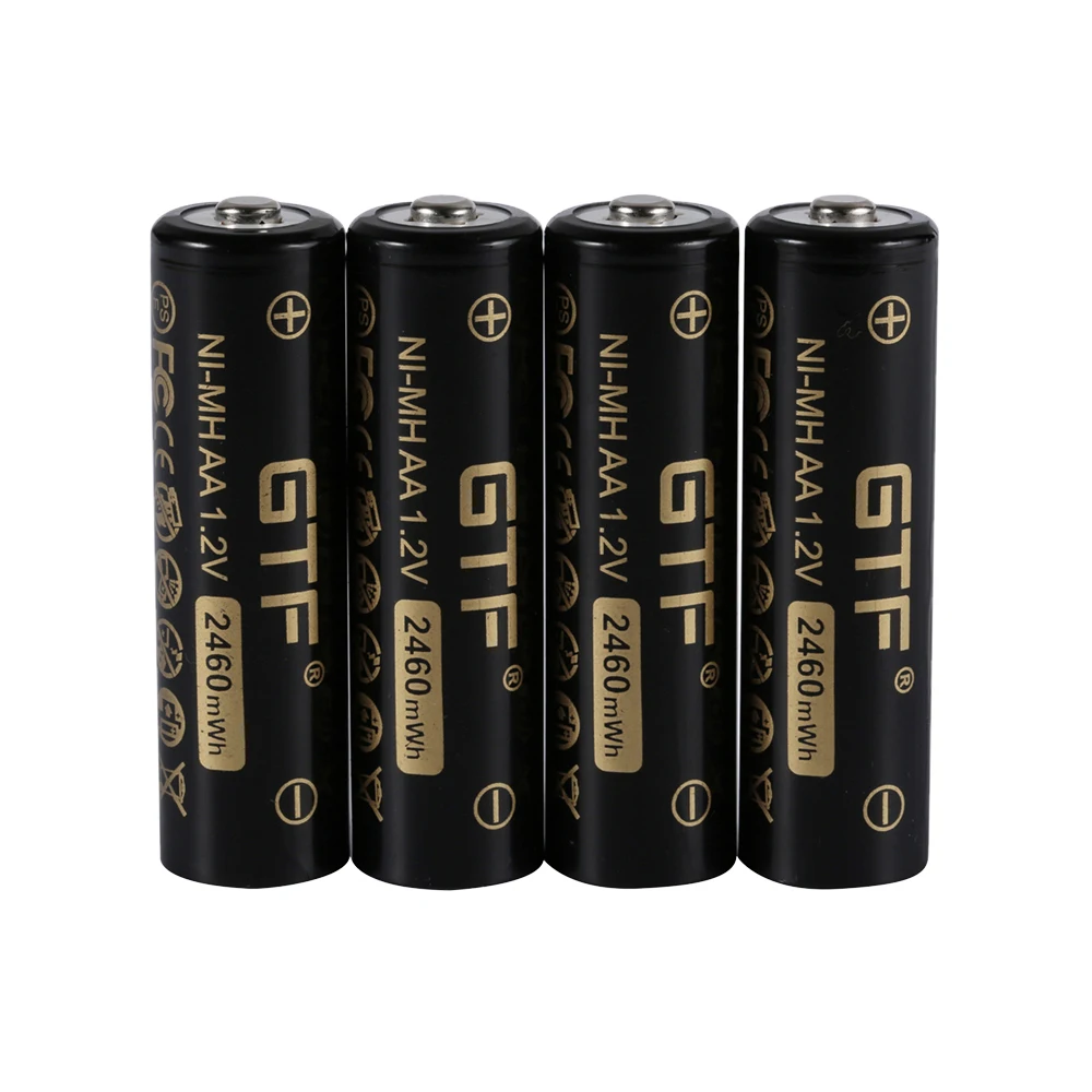 GTF 1.2V NI-MH AA battery 2460mWh 2050mAh 100% capacity rechargeable battery 1.2V ni-mh aa aaa 2A USB charger