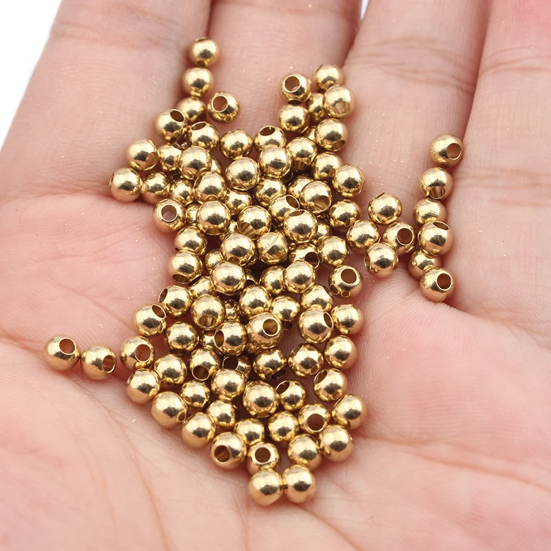 1pack 2/3/4/5/6/8mm Raw Brass Spacer Beads Ball Loose Bead for Charms Bracelets Jewelry Making Components Craft DIY