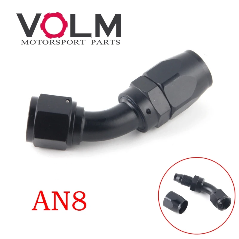 AN8 Straight 45 90 180 Degree Oil Fuel Swivel Hose End Fitting Oil Hose End Adaptor Kit Black JT41