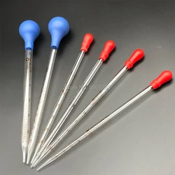 Glass Graduated Pipette Dropper Vol. 0.5ml/1ml/2ml/3ml/5ml/10mlTransfer Pipette with Rubber Head