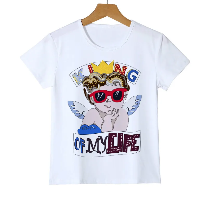 Children's Angels King Printed Boy Girl Baby T shirt White Summer Clothing Design Model Top Tee Casual Kid T shirt