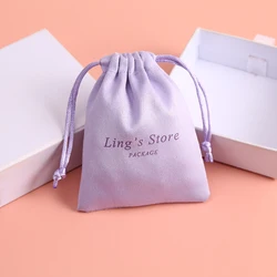 100 Personalized Flannel Velvet Drawstring Bags Jewelry Pouches for Ring Necklace Bracelets Earring Wedding Favor Gift Packaging