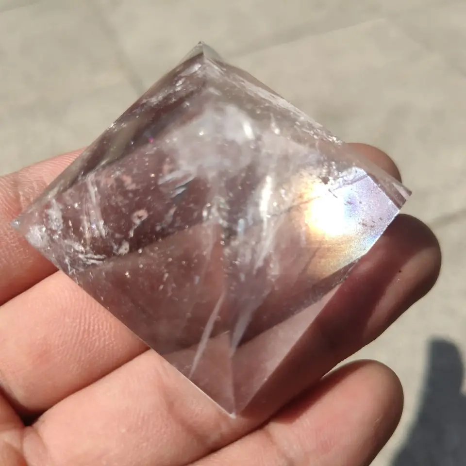 5cm Natural Transparent Quartz Crystal Pyramid Clear Reiki Healing Natural white crystal Pyramid raw stone polishing image 6