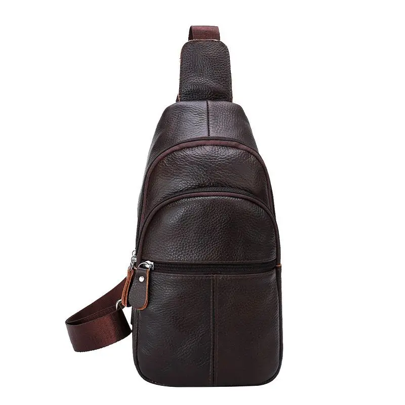 Genuine Leather Men\'s Shoulder Cow Leather Messenger Bag Male Chest Bag Cross body Bags Man Chest Pack Leather Sling Bags