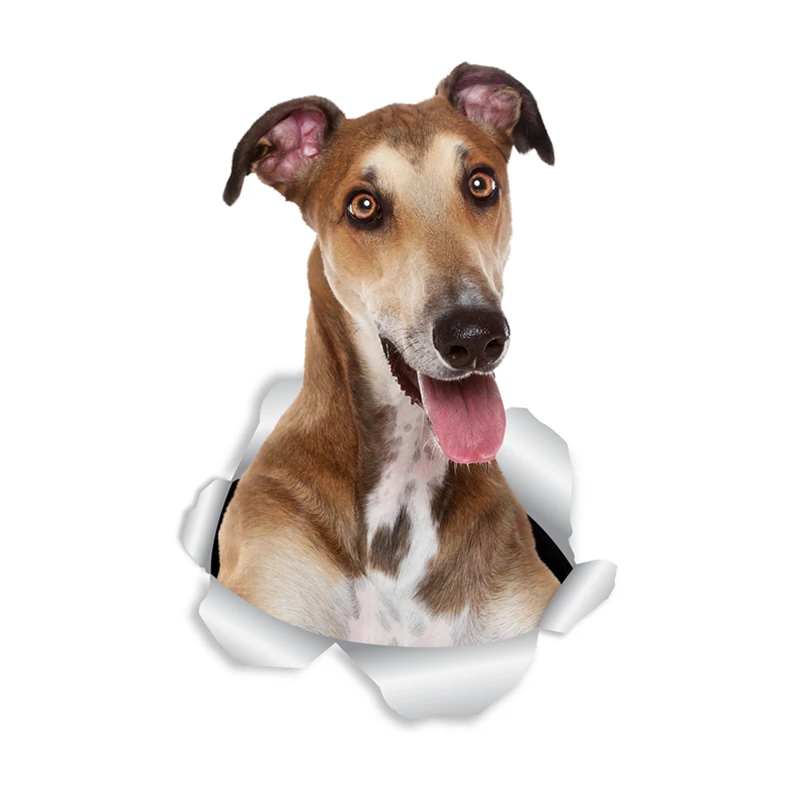 Happy Greyhound Dog Breed Self-Adhesive Vinyl Decal Car Sticker Waterproof Auto Decors on Bumper Rear Window Laptop