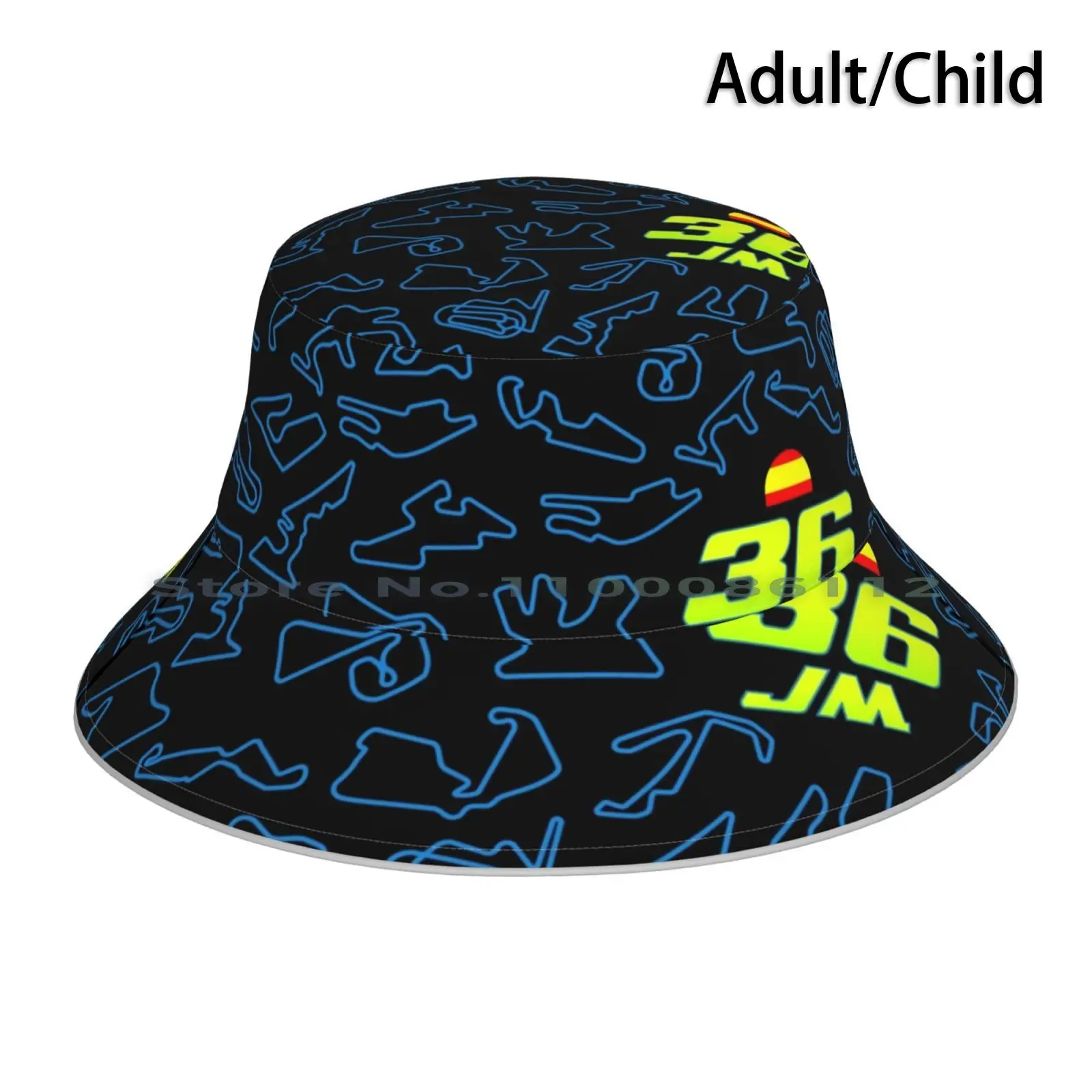 36 Jm-Circuits Bucket Hat Sun Cap Motorcycle Motorbike Patterns Racing Motorcycling Pilot Race Tracks Joan Mir Johan Spain