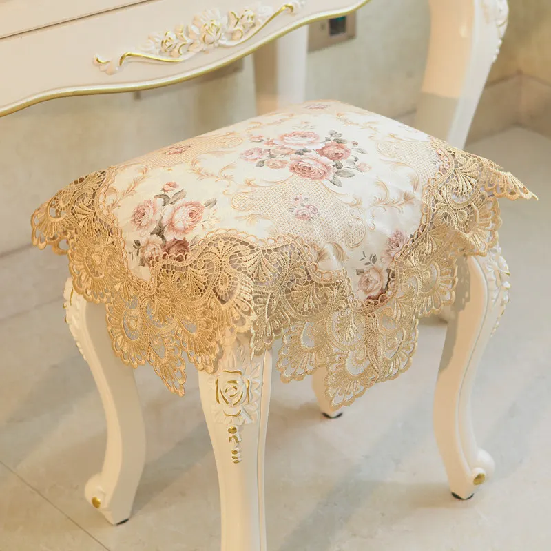 SBB European style high-grade lace cover floral printed Embroidered piano stool dressing table Chair decorate universal cover