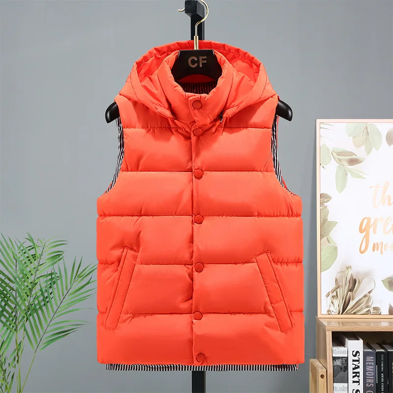 

Cotton Solid Padded Vest For Men Winter Thick Warm Streetwear Parka Sleeveless Jacket Casual Button Male Travel Waistcoat Parkas