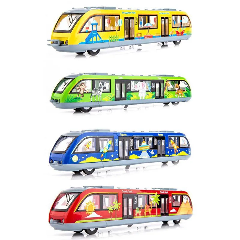 New product 1:87 alloy pull back double-section train model,simulation light rail toy,simulated sound and light,free shipping