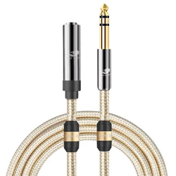 HiFi 1/4 inch TRS Male 6.35mm to 6.35mm Female Audio Extension Cable for Headphone Guitar Stage Studio Monitors Stereo Extender