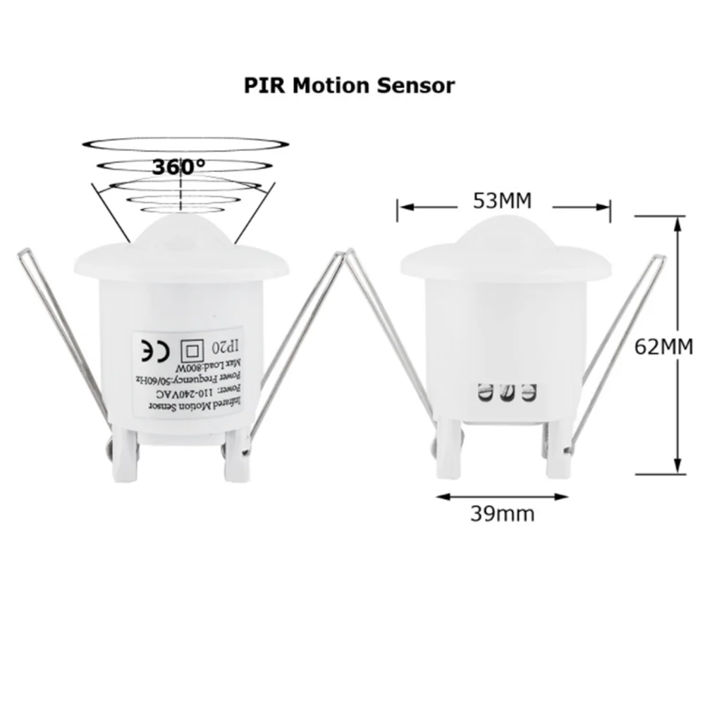 360 Degree 110V -240V V/AC Ceiling Mounted Inlay PIR Motion Sensor Switch For Led Light Lamp