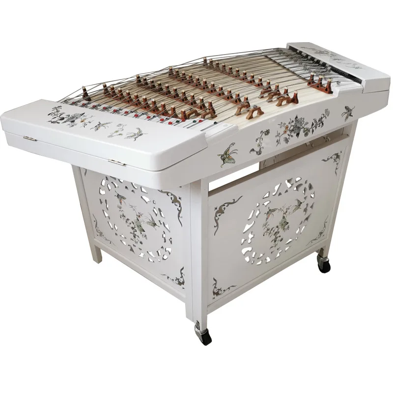 

402 yangqin color wood white dulcimer imitation shell carved decals with box shelf wrench accessories