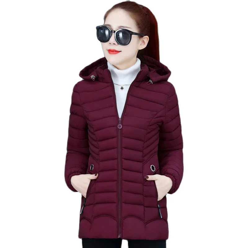 

Middle Aged Women Autumn Winter Jackets Nice Pop Hooded Down Cotton Thick Warm Short Outerwear Parkas Women Mother Coats Overcoa