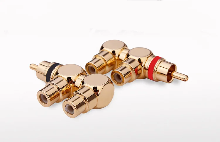 Adaptador divisor RCA macho a 2 hembra, Conector de 3 vías de Latón chapado en oro HIFI, AV, Audio y vídeo, 4 Uds.