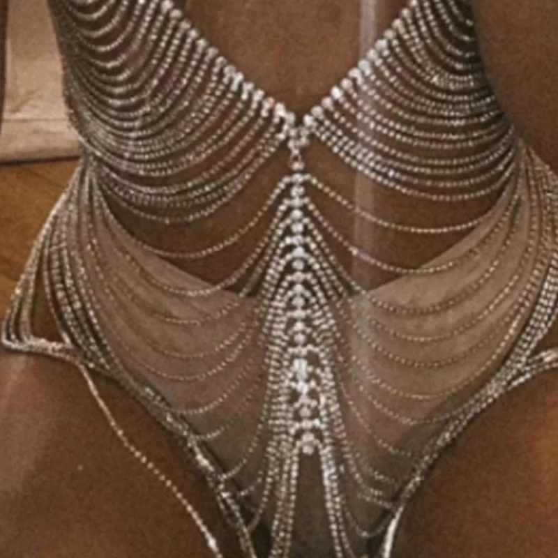 Sexy bikini body chain Chest chain Dress chain Makeup Dance Lumbar chain Crystal dress skirt chain портупея body jewelry