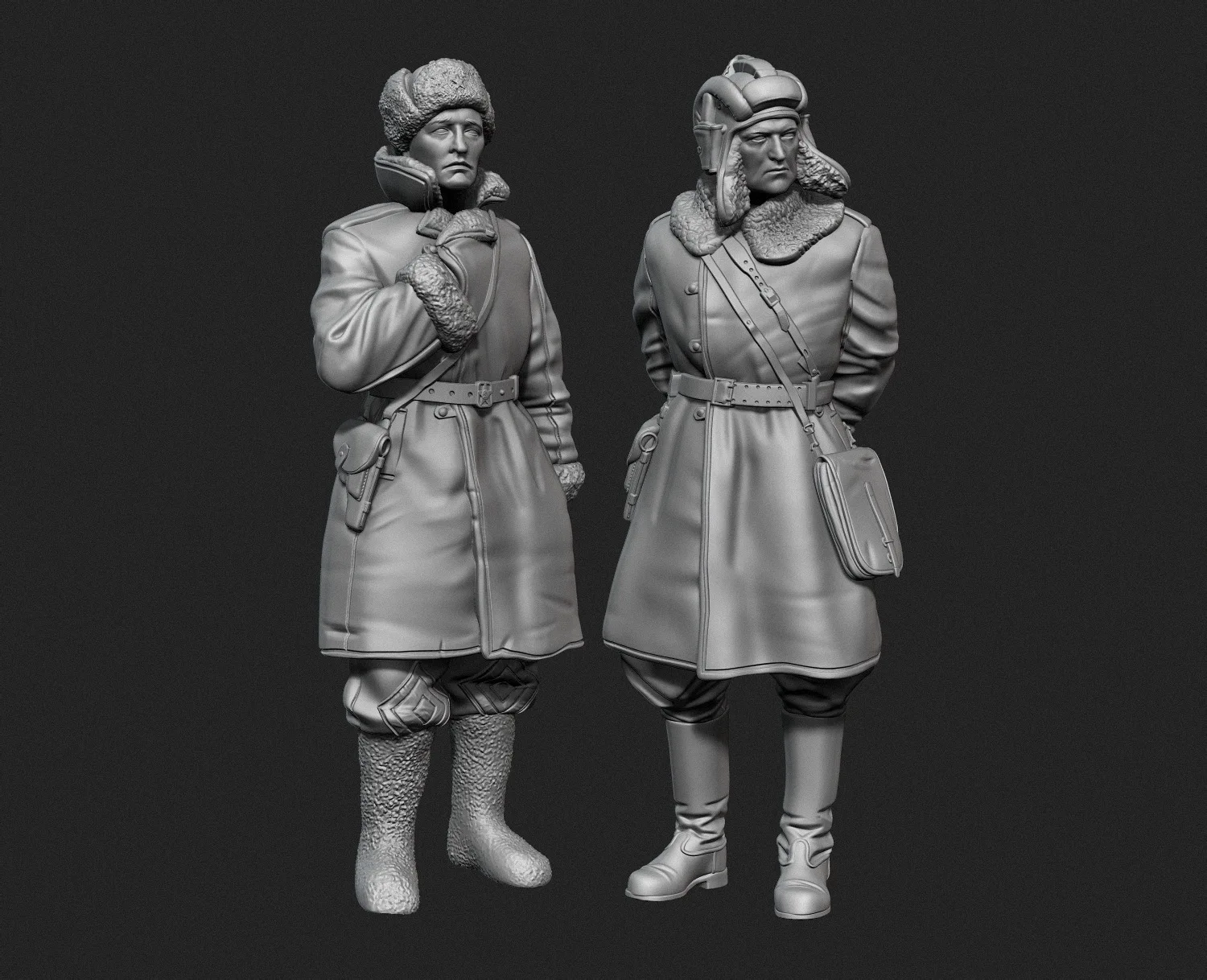 1/35  Resin Model Figure ，Soviet Union Soviet tank officers in sheepskin coat set ,  Unassembled and unpainted kit