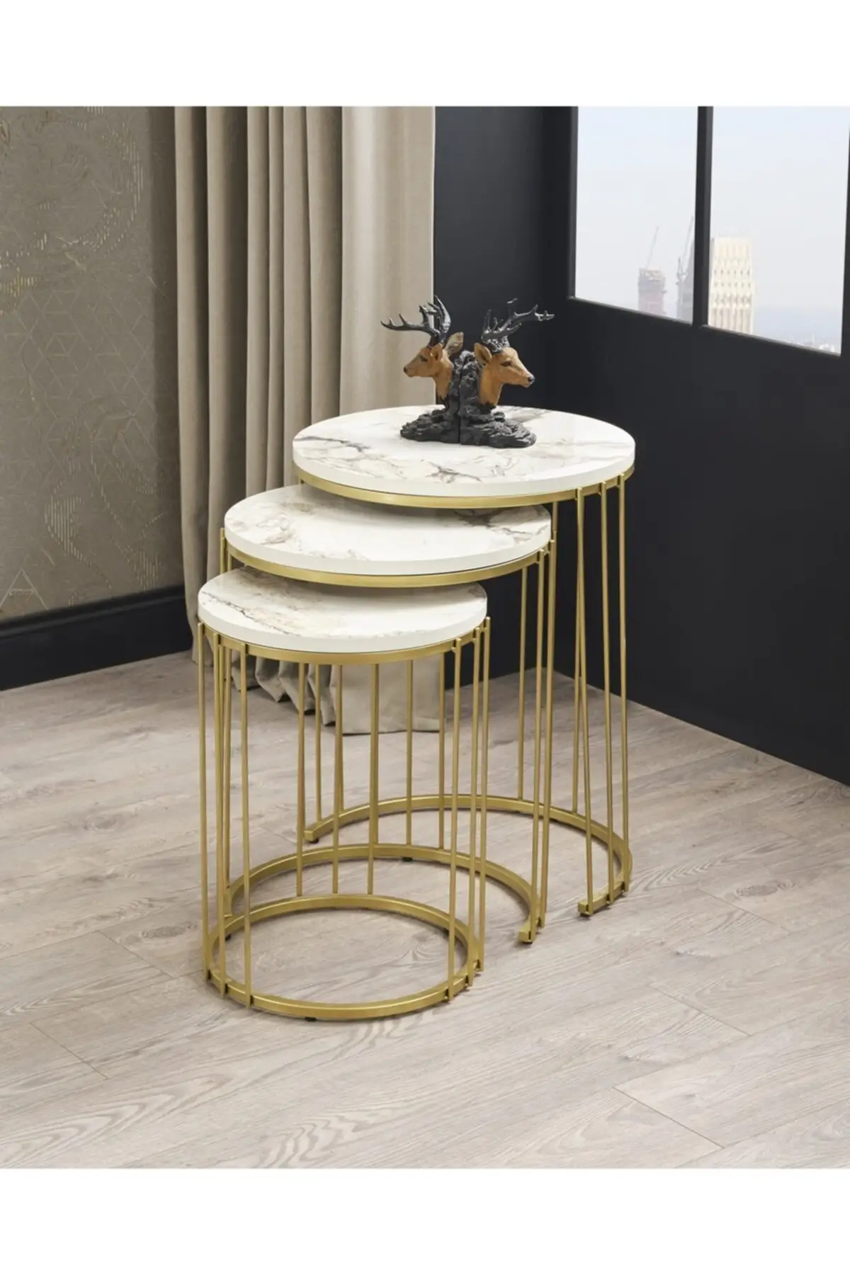 Venus Metal Toe Gold Marble Pattern Zigon Coffee Table