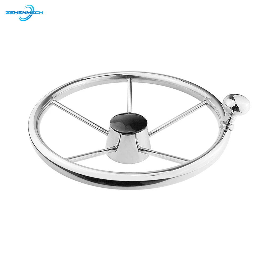 

13-1/2'' 342mm Steering Wheel 316 Stainless Steel Marine Grade 5 Spokes 25 Degree with Knob Marine Boat Yacht Accessories Hot