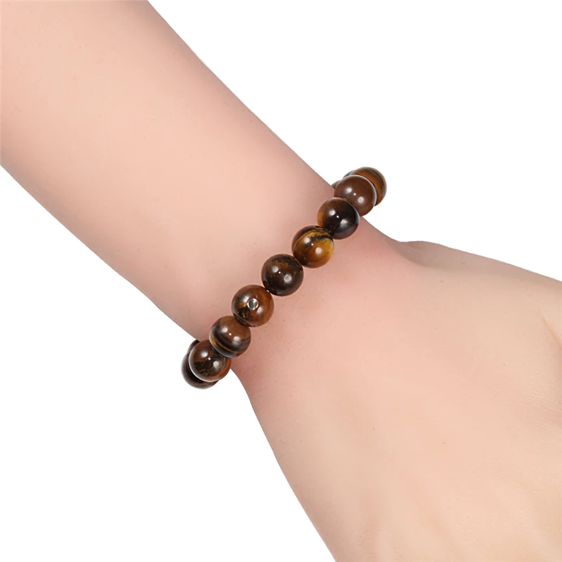 Trendy Natural Stone Beads Tiger Eye Bracelet Handmade Stretch Men Buddha Braclet for Yoga Meditation Jewelry Homme 6mm 8mm 10mm