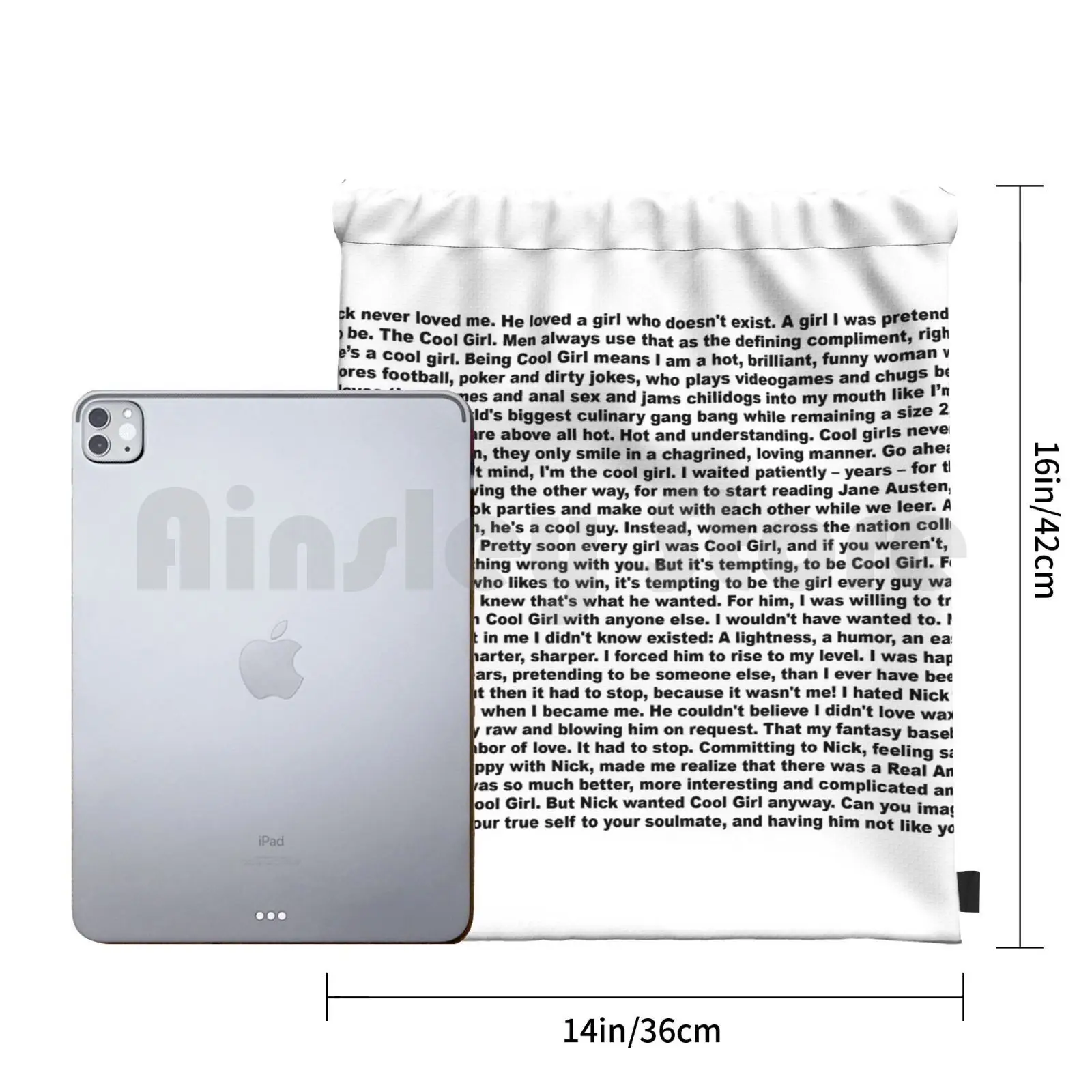 Cool Girl Monologue Film Edition กระเป๋าเป้สะพายหลัง Drawstring Bag ขี่ปีนเขายิมกระเป๋า Cool Girl David Fincher Cool Girl Monologue