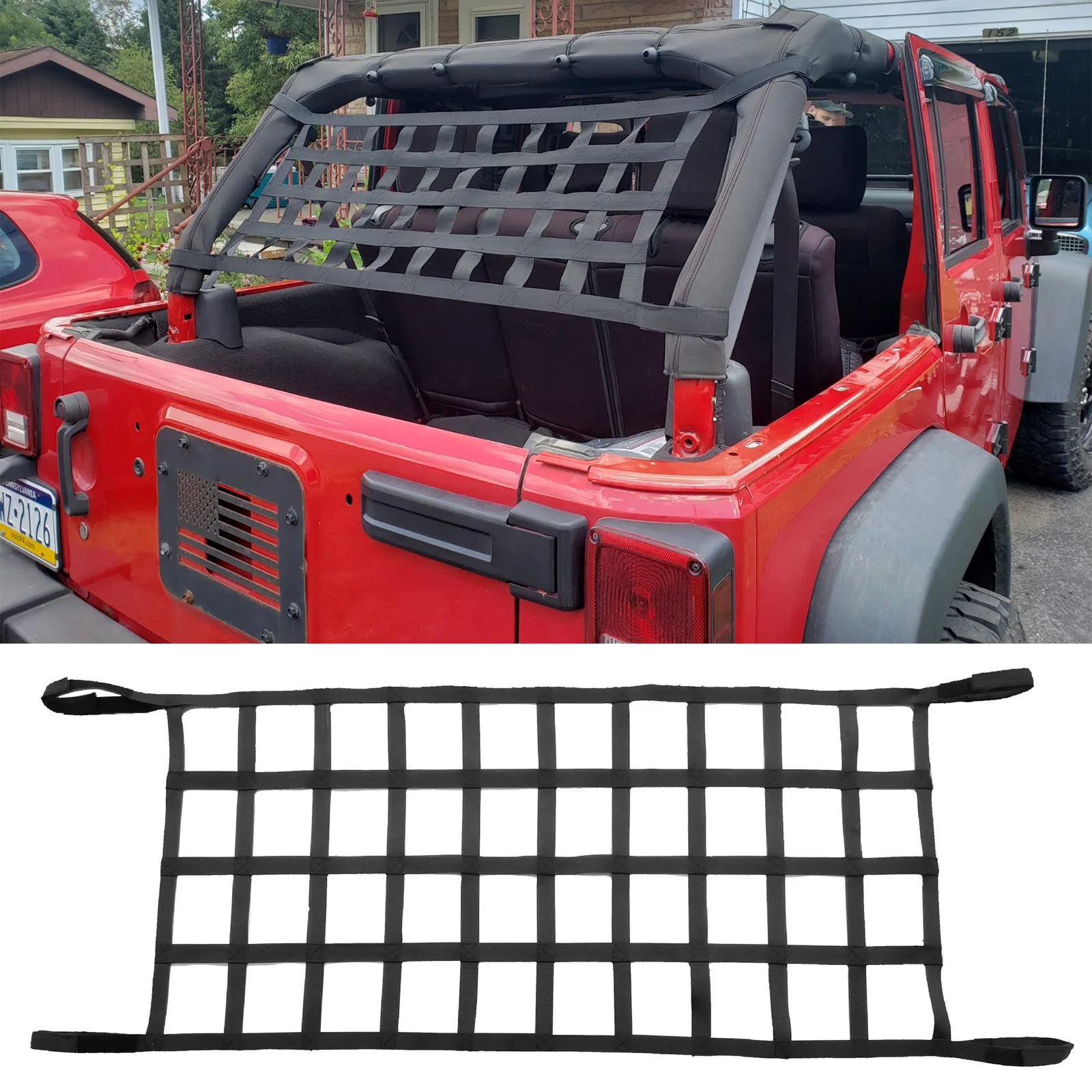 

Car Multifunction Retrofit Mesh Cargo Net Auto Roof Storage Net Tail Box Net Accessories Oxford For Jeep Wrangler TJ JK JL 07-18