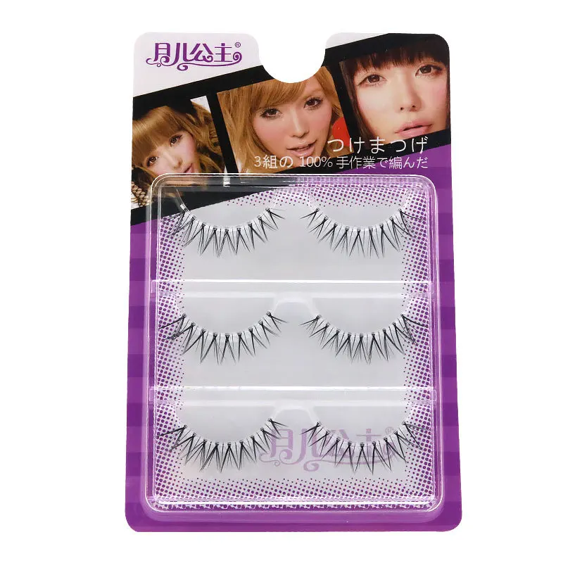 Beauty Makeup False Eyelashes Natural Realistic Crisscross False Eyelashes 3 Pairs Handmade Lashes Extension Transparent Stems