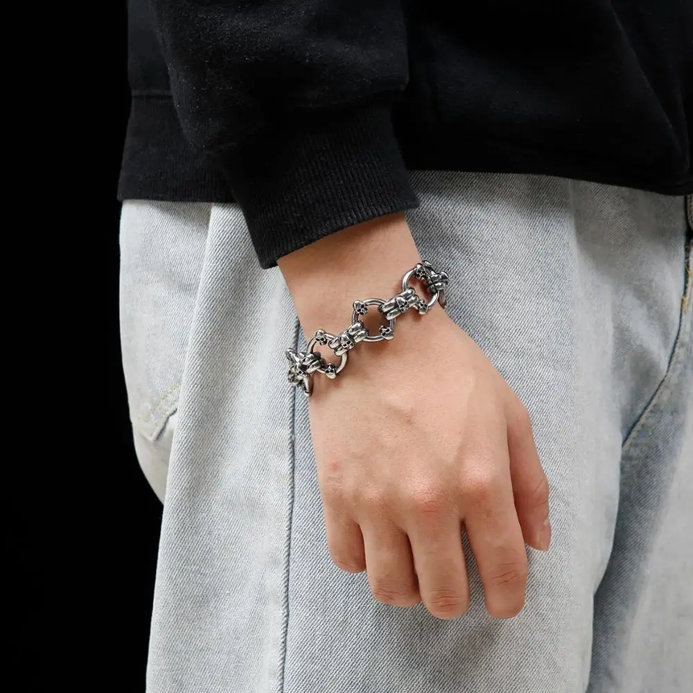 Kalen Stainless Steel Men's Star Bracelet Punk Style Gothic Barbed Bracelets Trendy Jewelry Accessories Gifts