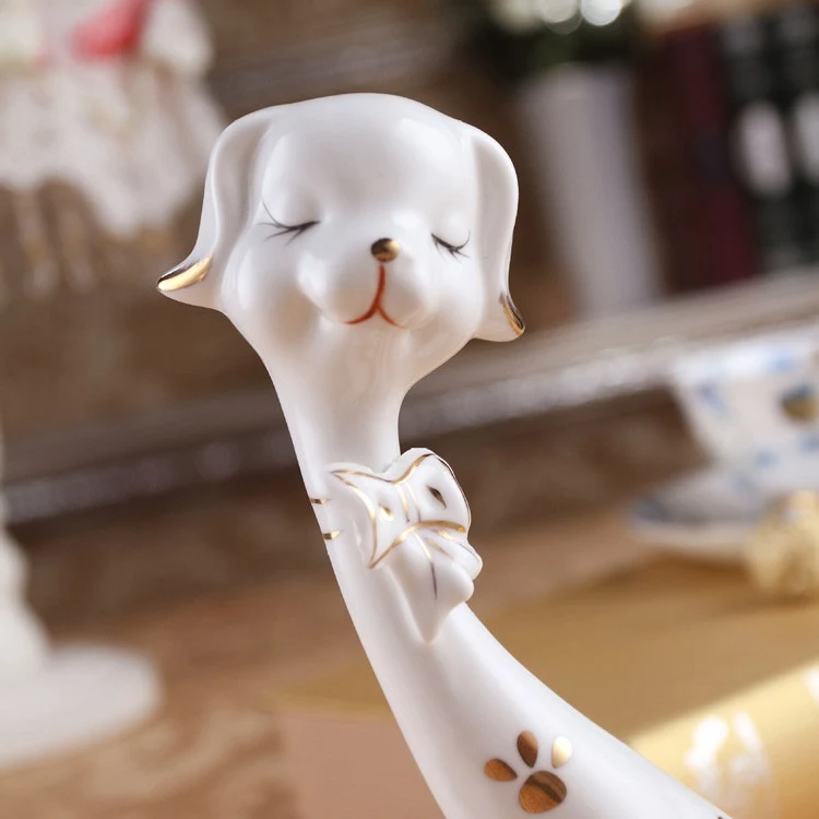 Ceramic ware dog handicraft Maiden's heart bedroom home furnishings wine cabinet TV cabinet room ornaments