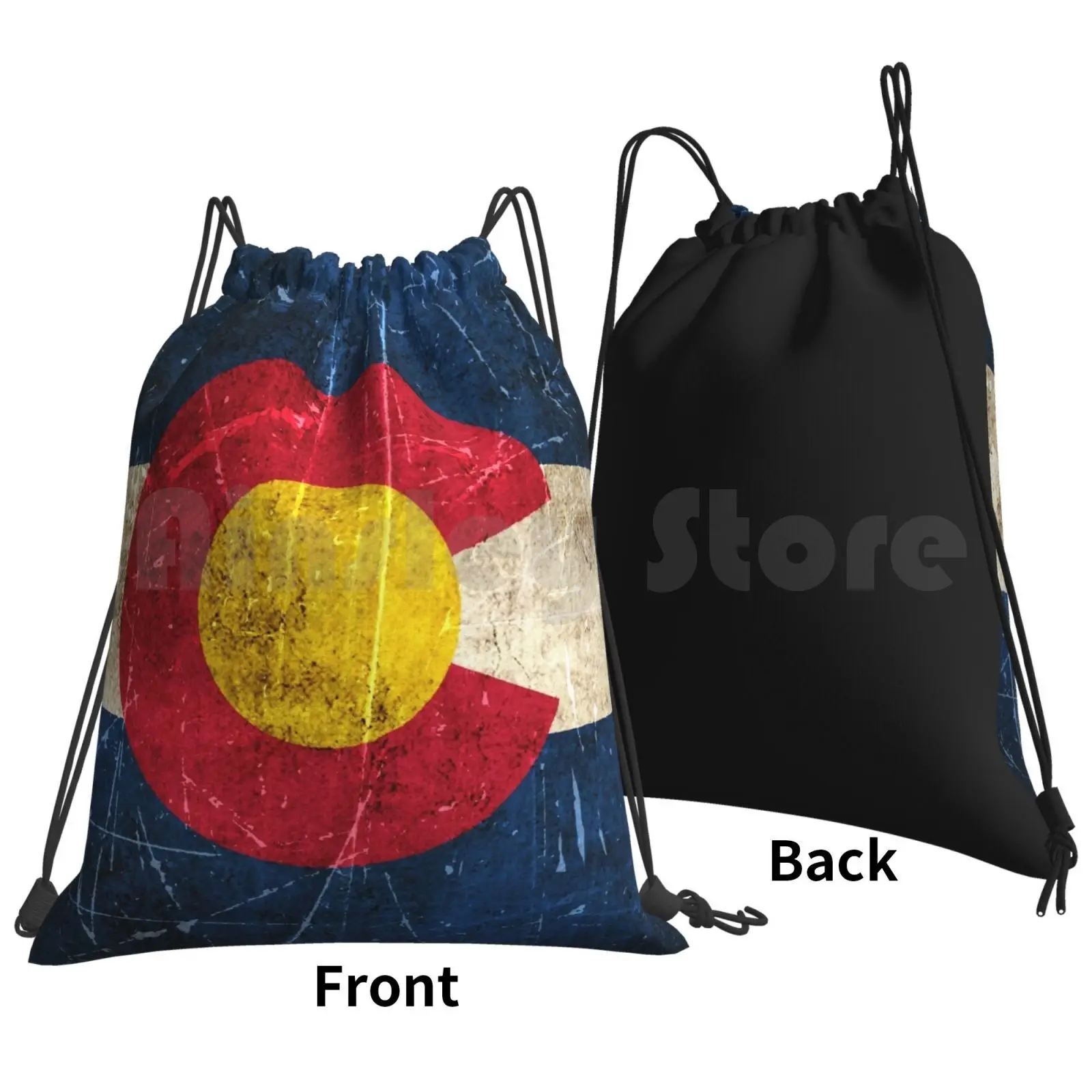 Vintage Aged And Scratched Colorado Flag Backpack Drawstring Bag Riding Climbing Gym Bag Colorado Flag Of Colorado Coloradan