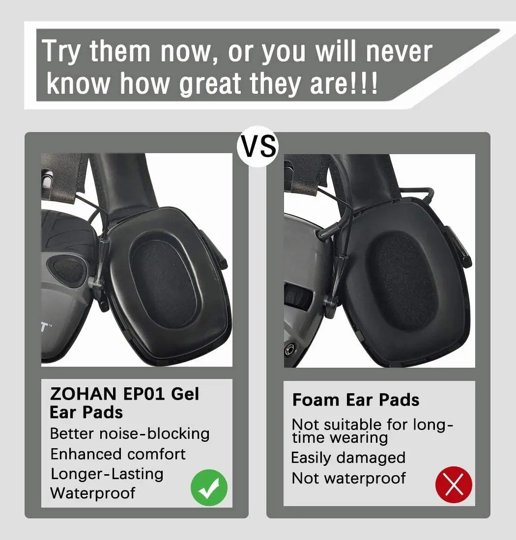 ZOHAN Gel Ear Pads For Howard Leight By Honeywell Impact Earmuff Electronic Shooting Earmuff