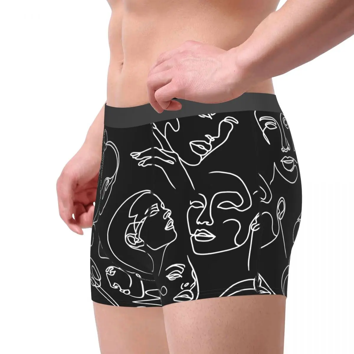 Abstract Drawing Of Women's Faces With White Lines On A  Underpants Breathbale Panties Male Underwear Print Shorts Boxer Briefs